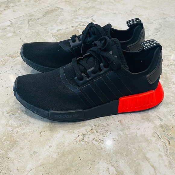 Mens Adidas NMD_R1 'Tone Black and Red Shoes Sz